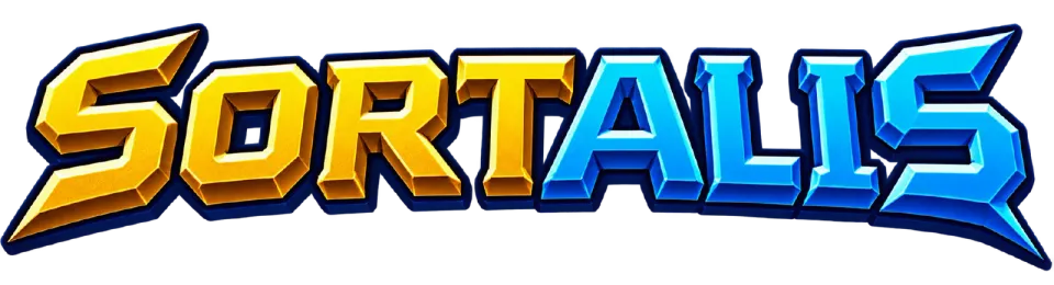 The SORTALIS wordmark in gold and blue, on transparency.